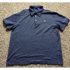 Masters Clubhouse Collection Polo Shirt Mens XL Blue Patterned Cotton Golf Italy